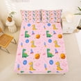 thumbnail image 5 of Erosebridal Cute Dinosaur Wild Dino Full Size Sheets For Girl Kids,Outer Space Planet Rocket Bed Sheets,Pink White 4pcs, 5 of 6