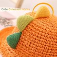 thumbnail image 3 of Lindo sombrero de pescador de dinosaurio de dibujos animados (naranja, con una circunferencia de 52 cm), sombrero de sol de verano para niña, sombrero de paja, sombrero de playa, lindo, ligero y trans, 3 of 5