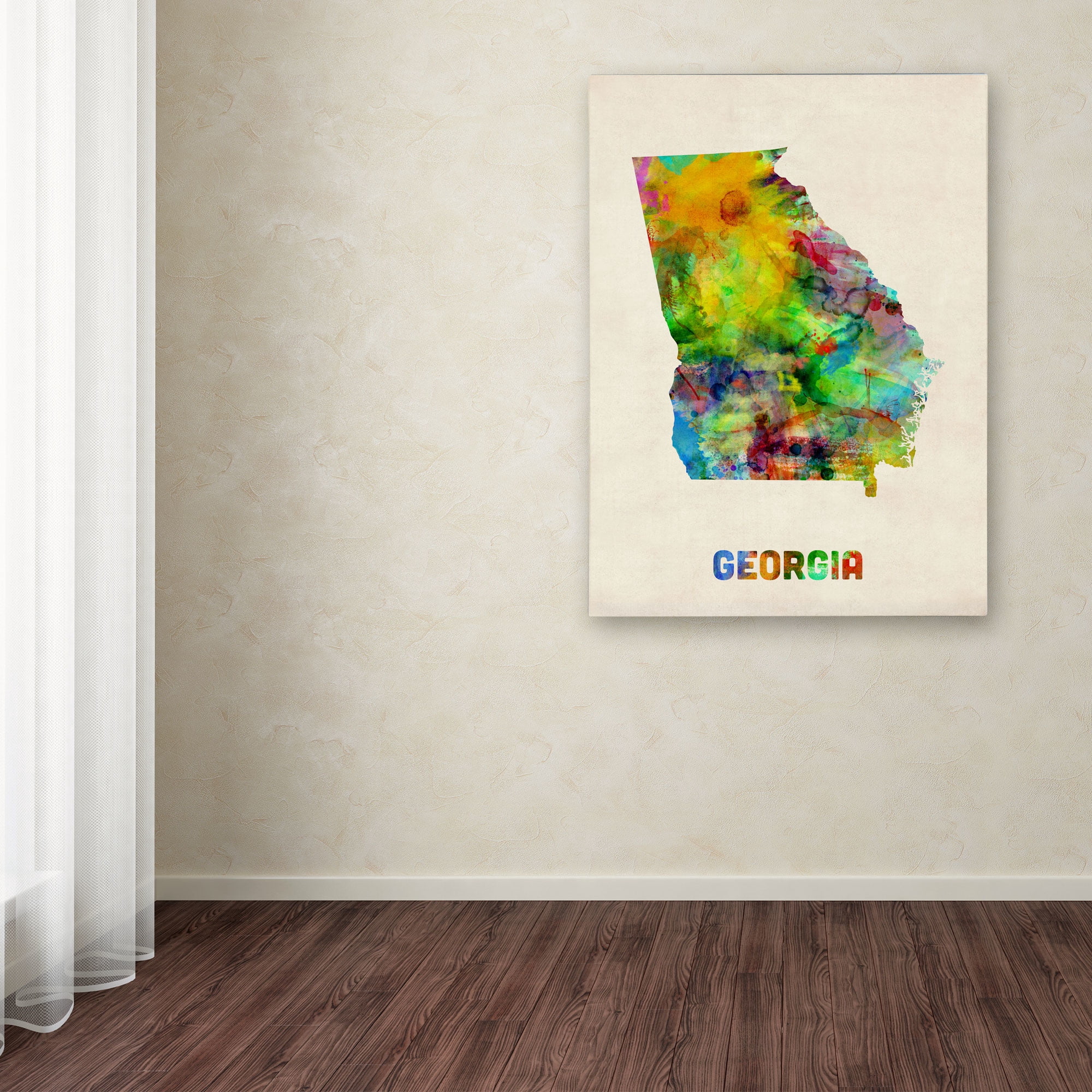 Trademark Fine Art "Georgia Map" Canvas Wall Art by Michael Tompsett