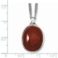 thumbnail image 3 of Stainless Steel Red Agate Pendant Necklace 18 Inch, 3 of 3