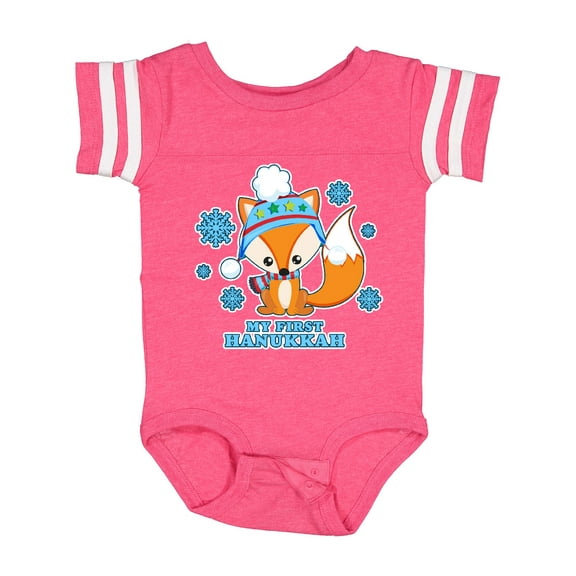 Inktastic My First Hanukkah with Fox and Snowflakes Boys or Girls Baby Bodysuit