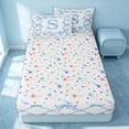 thumbnail image 4 of Erosebridal Letter S Zipper Twin Comforter Sets with Fitted Sheet and 2 Pillowcases, Kawaii Ribbon Zipper Bedding Set, Stars Reversible, Baby Blue, Stars Reversible, 4 of 7
