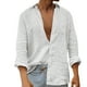 thumbnail image 1 of Camisas Para Hombre XXL Camisas de lino para hombres Camisas ultrafinas casuales con botones Camisa de playa de manga larga Camisetas hawaianas para hombres (White, L), 1 of 7