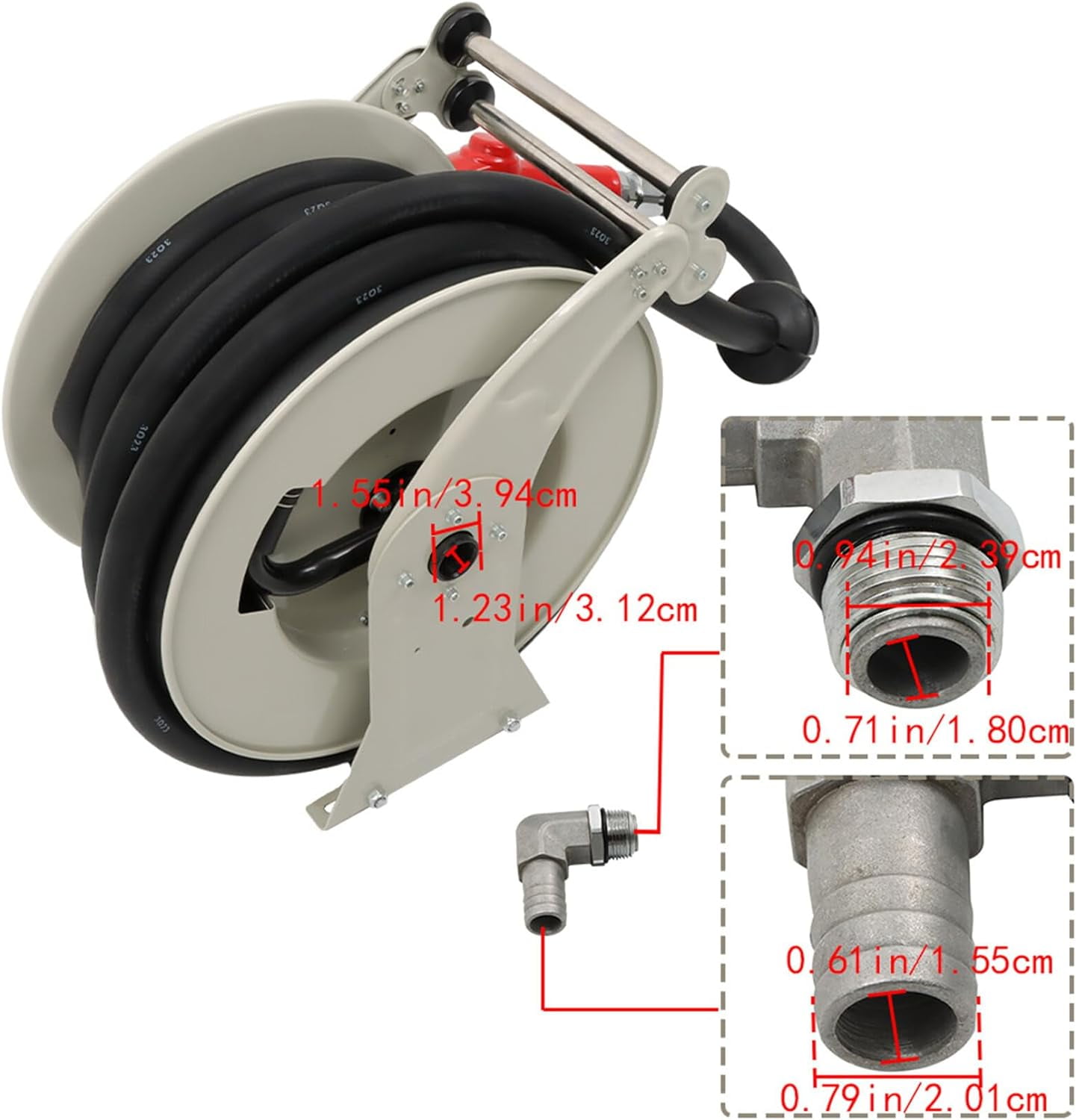 3/4in x 50FT Fuel Dispenser Hose Reel Automatic Fuel Hose Reel Retractable for Aircraft Marine and Vehicle Fuel Tanks