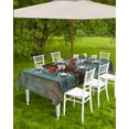 thumbnail image 4 of Outdoor Tablecloth with Umbrella Hole & Zipper, Teal Wood Grain Rectangle Tablecloth 60x102 Inch, Gradient Farm Old Wooden Board Vintage Patio Table Cover Waterproof Table Cloth for Picnic/Party, 4 of 7