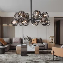 AFANQI Sputnik Chandeliers Black Pendant Light Crystal Chandelier Sputnik Light Fixture Mid Century Modern Chandelier for Dining Room Bedroom Living Room 12 Lights