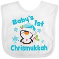 thumbnail image 3 of Inktastic Baby's 1st Chrismukkah with Cute Baby Penguin and Snowflakes Boys or Girls Baby Bib, 3 of 4