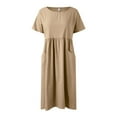 thumbnail image 6 of DGMIOCS Women's Sundress Casual Polyester Boho Fit and Flare Khaki L, 6 of 6