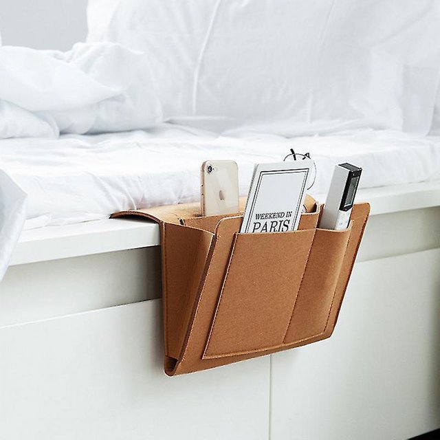 Bolsa de almacenamiento de fieltro para cabecera con bolsillos, organizador colgante para teléfono, cama, sofá, escritorio