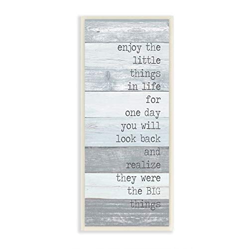 Stupell Industries Enjoy Family Home Inspirational Word Blue Wood Texture Design Signs and Plaques, 7 x 17, Multi-Color