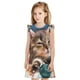 thumbnail image 1 of Fotbe Playful Cat Vestido de Dormir para Niñas de 3 a 10 Años, Mangas Cortas, Estilo Princesa, Pijama Camisón con Mangas Voladas-Large, 1 of 6