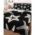 thumbnail image 3 of Quilts Twin Size Bedding Set, Black Starfish Coastal Lightweight Quilted Comforter, Nautical Summer Ocean Abstract Art Soft Reversible Bedspread Coverlet with Pillow Covers for All Season, 68" x 86", 3 of 7