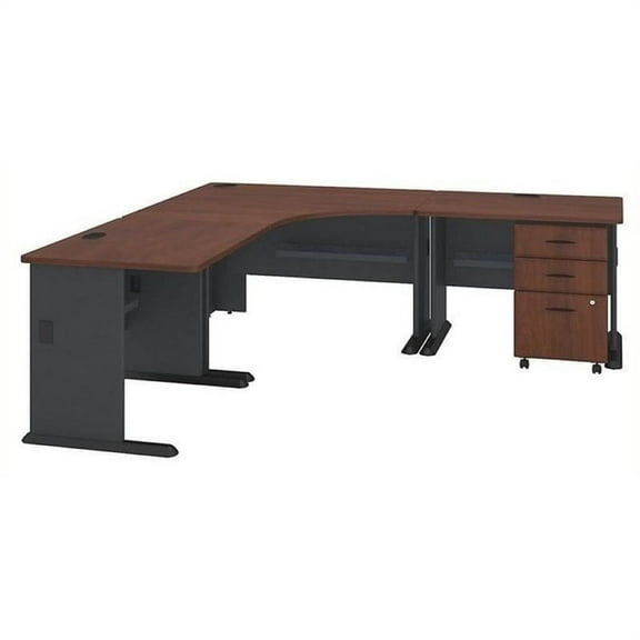 Bowery Hill 84" Corner L-Shaped Desk in Hansen Cherry