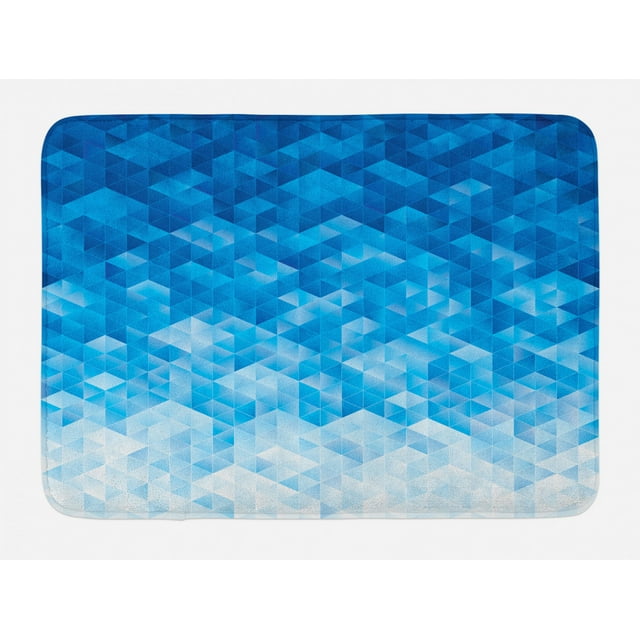 Geometric Bath Mat, Geometric Gradient Digital Texture with Mosaic Triangle Pixel Graphic Print Art, Non-Slip Plush Mat Bathroom Kitchen Laundry Room Decor, 29.5 X 17.5 Inches, Pale Blue, Ambesonne