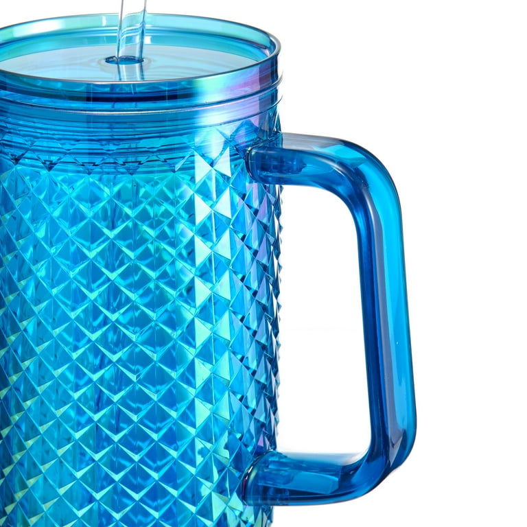 大型ヒンメリ✳︎アイスブルー✳︎バブルズ＆シャインスター✳︎ダブルサンキャッチャー Mainstays 30oz Textured Tumbler with Straw and Handle, Diamond