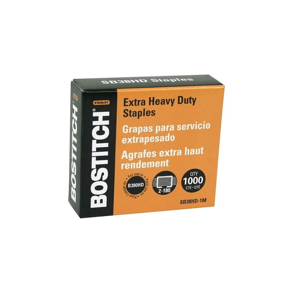 Bostitch Heavy-Duty Premium Staples 3/16" Leg Length 1000/Box SB38HD1M