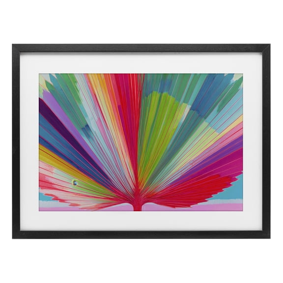 Stupell Industries Contemporary Palm Fan In Spectrum Black Framed Print Under Glass, 20 x 14, by Chromatic Storm Studio