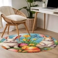 thumbnail image 4 of Easter Rabbits, Round Area Rug 3.3 FT, Non Slip Small Entryway Kitchen Mat, Easter Bunny Egg Watercolor Floral Washable Soft Circular Rug Non-Shedding Door Mat for Bathroom Playroom Kids Room, 4 of 9