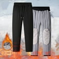 thumbnail image 4 of OSOLU Men's Pants Winter Thermal Solid Color with Drawstring Thickened Cold Weather Comfort Everyday Wear Fashion Travel Trousers, 4 of 9