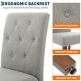 thumbnail image 5 of Contemporary Upholstered Dining Chairs Set of 2 - Button Tufted High Back, Soft Linen Fabric, Sturdy Wood Legs, Padded Seat, Easy Assembly - Grey - 2-Pack Linen | Grey, 5 of 8