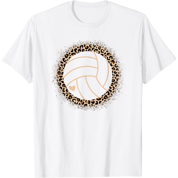 T-SHIRT Cute Volleyball Leopard Print Women Girls Volleyball Lover T-SHIRT mens t shirt,white,women,funny,misfits,men,journey