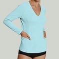 thumbnail image 4 of Wensltd Women Solid Color Sun Protection Long Sleeve Shirts Crew Neck Pullover Style with Side Pockets Soft Shirts, 4 of 6