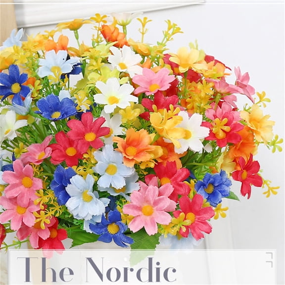 Ikeay 1-Pack Artificial Daisy Wildflowers Silk Flowers for Indoor Outdoor Garden Decor, 28-Stem Faux Flowers Realistic Home Decoration