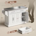 thumbnail image 3 of HOMCOM Rolling Kitchen Island Cart with Cabinets and Drawers, White, 3 of 8