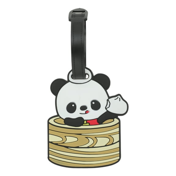 Unique Bargains 1 Pc Animal Luggage Tag for Travelling Black White Soft Rubber