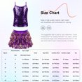 thumbnail image 5 of TiaoBug Kids Girls 2 Pcs Jazz Dance Outfit Set Sequin Cami Vest Top with Ruffle Tutu Skirt for Hip Hop Performance Dancewear Purple 12, 5 of 5