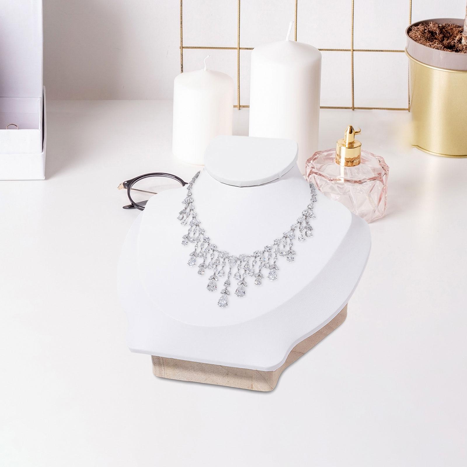 Milageto Jewelry Bust Wood Display Necklace Mannequin for Retail Stores Women Bedroom White