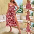 thumbnail image 2 of Femmes Été Décontracté Plage Robe Profonde Plongeant V-Cou Sleevleess Longue Robe Imprimé Floral Plage Robe de Soleil, 2 of 4