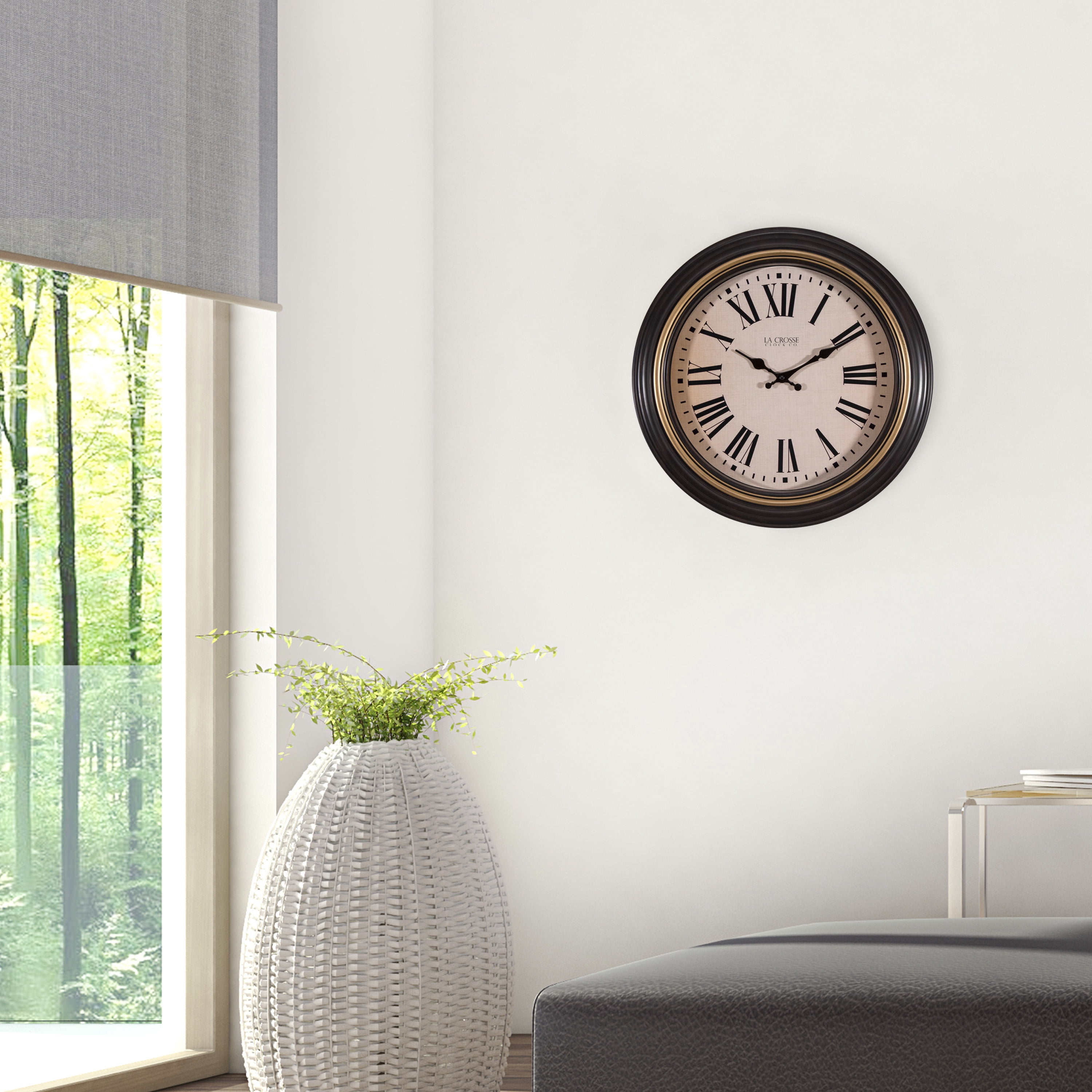 La Crosse Clock 18" Traditions Antique Brown Quartz Analog Wall Clock, 404-3045BK