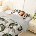 thumbnail image 4 of Feelyou Camo Largemouth Bass Fish Wildlife Twin Comforter Sets for Men Kids, Deep Ocean Bedding Set, Beige, Grey Reversible, 2 Pieces, 4 of 6