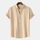 thumbnail image 2 of Men's Casual Solid Color Short Sleeve Single Breasted Lapel Shirt 3XL, 2 of 4