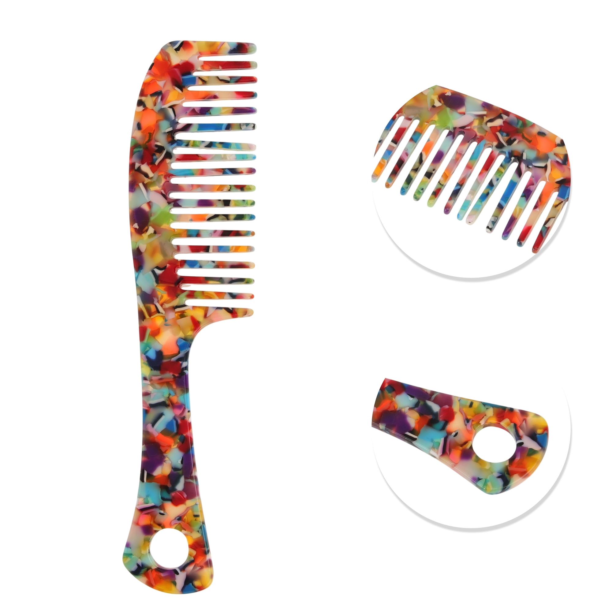 Unique Bargains 1 Pc Portable Long Handle Hair Comb for All Hair Types Styles Colorful