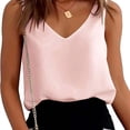 thumbnail image 1 of Top para mujer, camisola con cuello en V, camisola informal de satén, camisola sin mangas, claridad notable, 1 of 6