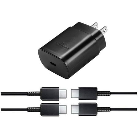 for ZTE GABB Z2 Super Fast Charger USB Type C Kit, PD 25W Type C Wall Charger and 2x USB C to USB C Fast Charging Cable [ 3ft & 6ft ] - Black