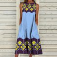 thumbnail image 2 of Fridja Robe d'Été Imprimée pour Femmes Vacances à la Plage Col Rond Grande Poche Maxi Robe, 2 of 7