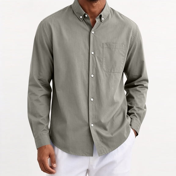 Gamivast Button Down Shirts for Men Long Sleeve Casual Dress Shirts with Chest Pocket Classic Fit Collared Tops Lightweight Comfortable Office Work Business Everyday