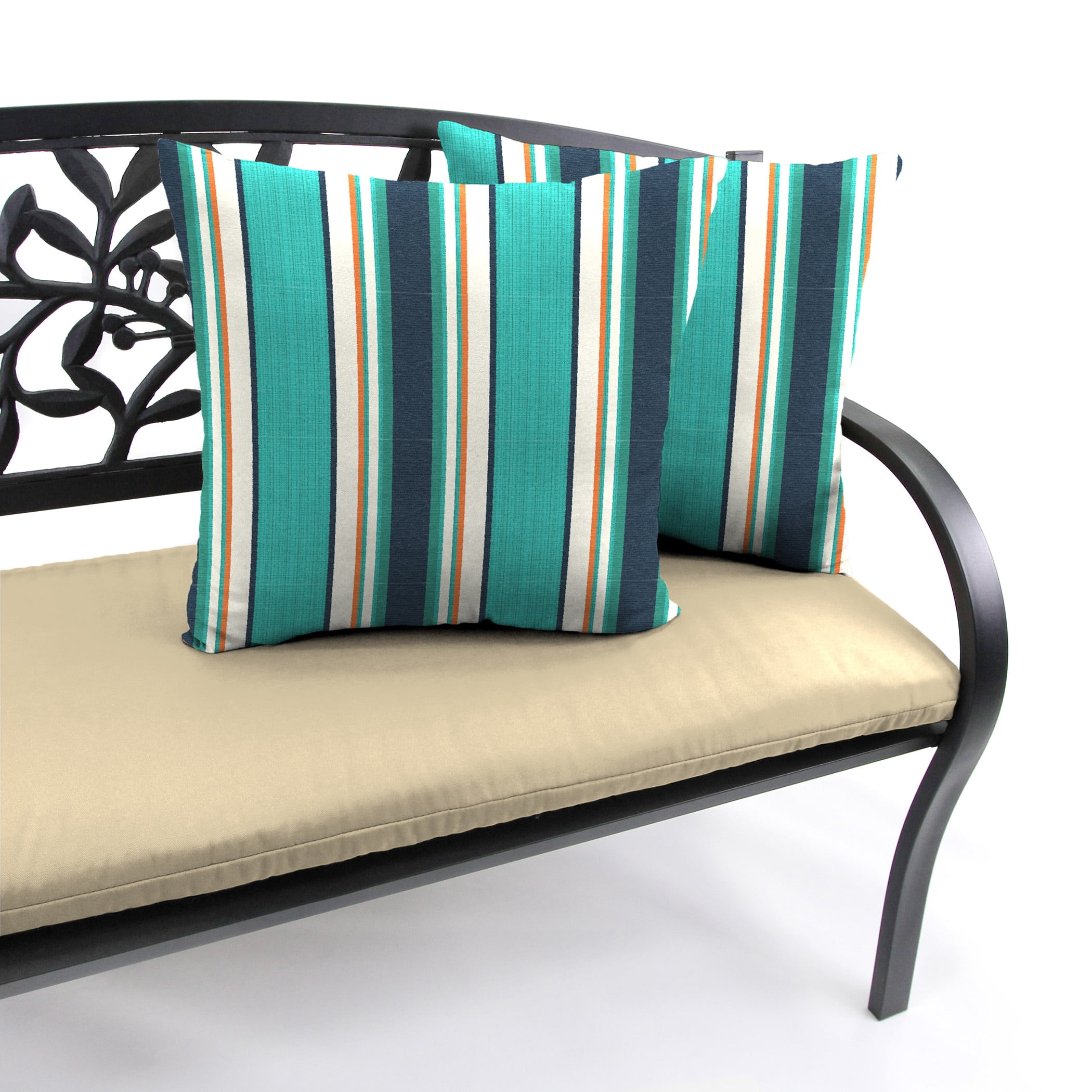 Jordan Manufacturing Sunbrella 16" x 16" Token Surfside Multicolor Stripe Square Outdoor Throw Pillow