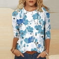 thumbnail image 2 of Pompotops T-shirt Ample Imprimé Mode Femme Manches 3/4 Blouse Col Rond Hauts Décontractés Liquidation, 2 of 5