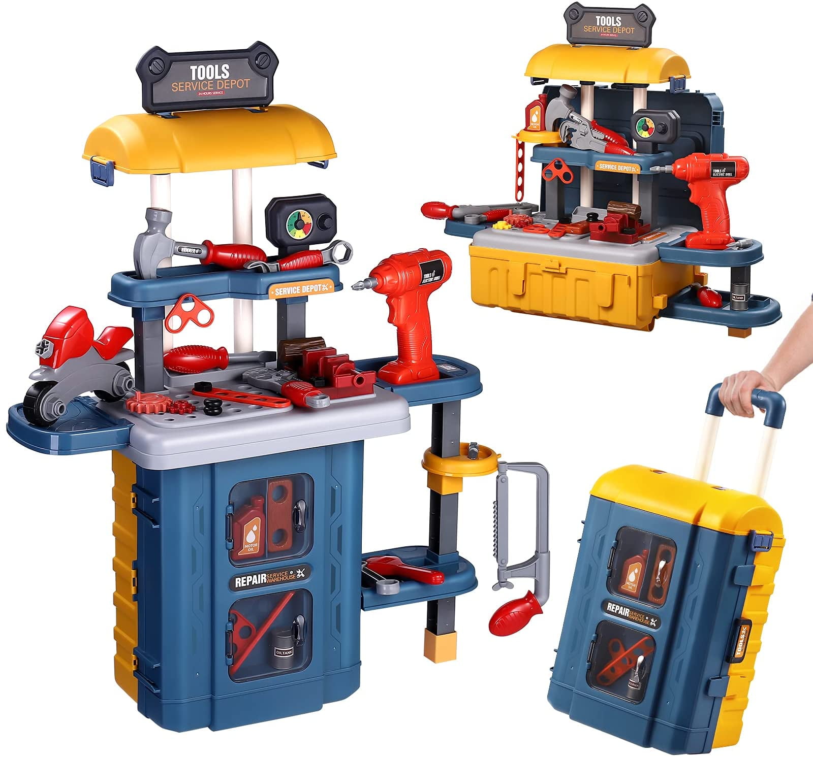 NEW TOOL BENCH KIDS TOY WORKBENCH CONSTRUCTION WORK BENCH TOOLS SET BOYS GIFT 