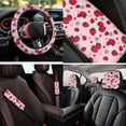 thumbnail image 4 of Qpednta Cute Strawberry Car Seat Covers Full Set 14 Pack Steering Wheel Cover Center Console Cover Head Rest Protector Car Seat Belt Cover Universal Fit for Auto Truck Van SUV, 4 of 6
