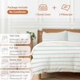 thumbnail image 6 of 3 Piece Turquoise Striped Duvet Cover Set Full Size,Microfiber Comforter/Quilt Cover with Corner Ties and 2 Pillowcases,Farmhouse Pinstripes Geometric Color All Season Bedding with Zipper Closure, 6 of 8
