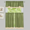 thumbnail image 2 of Collections Etc Darcy Two-Tone Cafe Curtain Tier Set Green 58" X 36", Green, 58" X 36", 2 of 2