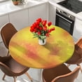 thumbnail image 2 of Yellow Orange Gradient Round Fitted Table Cover Watercolor Yellow Waterproof Table Cloth with Elastic Edge Wipeable Tablecloth for Picnic Camping Party Fits 45"-54" Diameter, 2 of 8