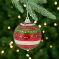 thumbnail image 2 of Northlight Striped Decoupage Christmas Ball Ornament Set - 2.25" (60mm) - Red, Green and White -, 2 of 6