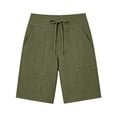 thumbnail image 3 of High Waisted Linen Shorts JIANLAI Cotton Linen Knee Length High Waisted Baggy Shorts with Pockets Summer Casual Lounge Outfits (S-3XL) Green, 3 of 9