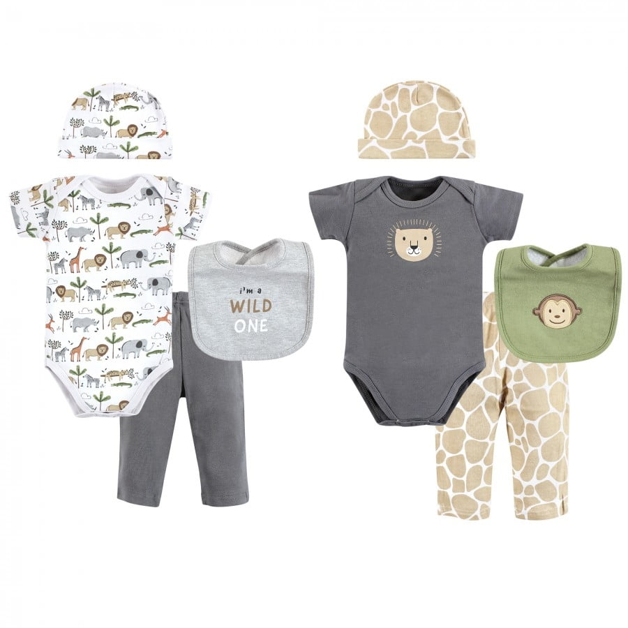 Hudson Baby Infant Boy Layette Boxed Giftset, Boy Safari, 0-6 Months